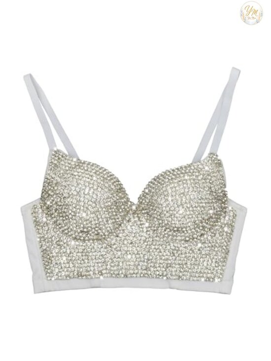 Other - Handmade Rhinestone Diamond Push Up Bustier Crop Top Sexy Punk Corset Bra